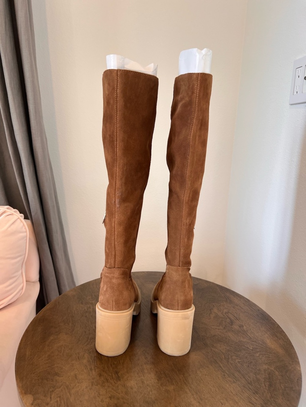 Dolce Vita Women’s Brown Suede Tall Platform Lug Heel Boots 7.5 - Picture 6 of 7